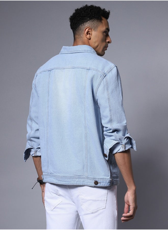 HIGH STAR Men Blue Denim Jacket  - Image 3