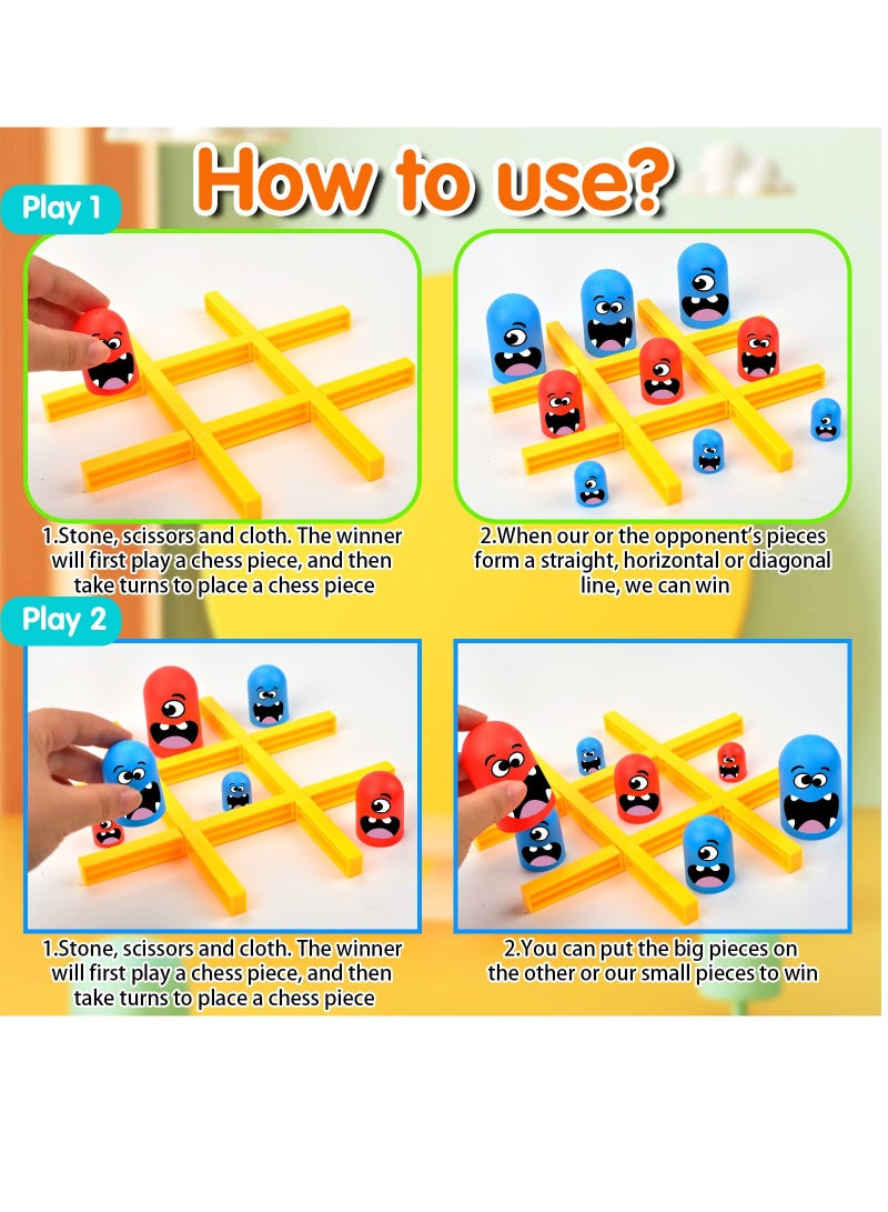 SOLARAE Big Eat Small Tic Tac Toe Game Set, Parent-child 2 Players Interactive Play Toys Board Game, Educational Family Toy Games, Classic Game Home Decor - Image 3