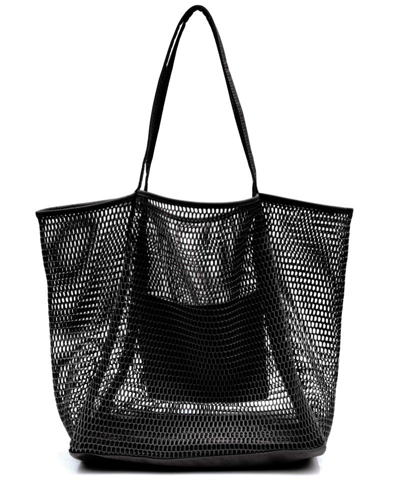 HOXIS Mesh Beach Tote Womens Shoulder Handbag Large - Image 1
