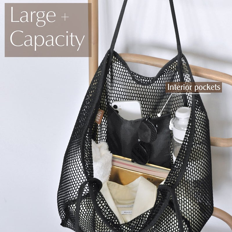 HOXIS Mesh Beach Tote Womens Shoulder Handbag Large - Image 3