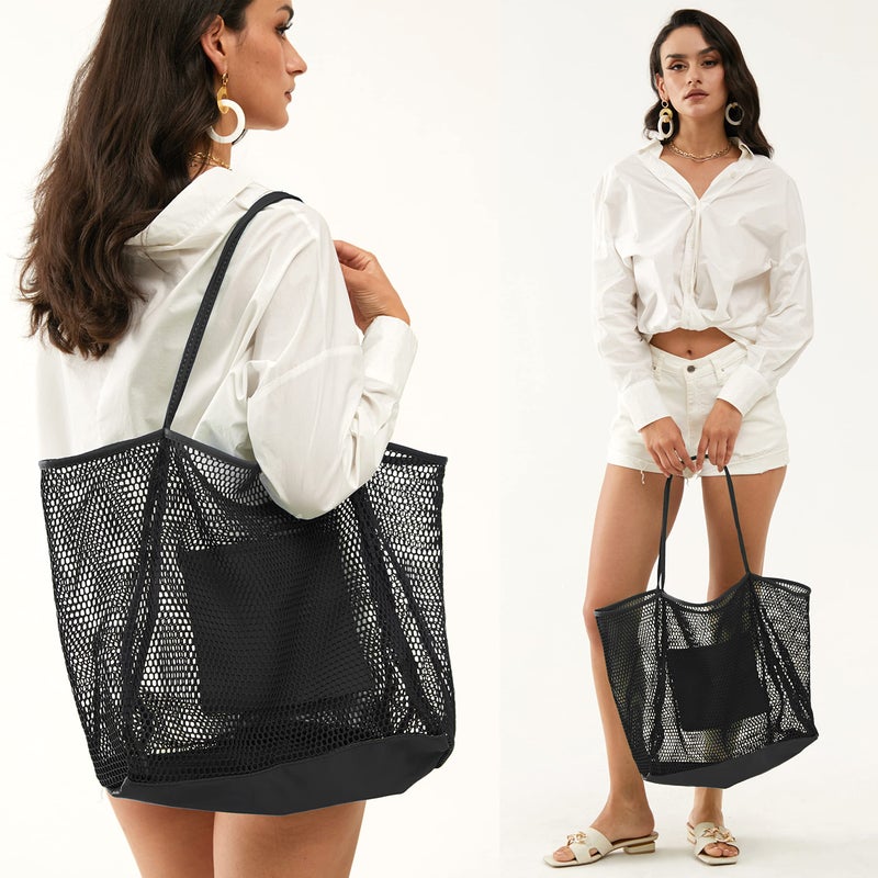 HOXIS Mesh Beach Tote Womens Shoulder Handbag Large - Image 5