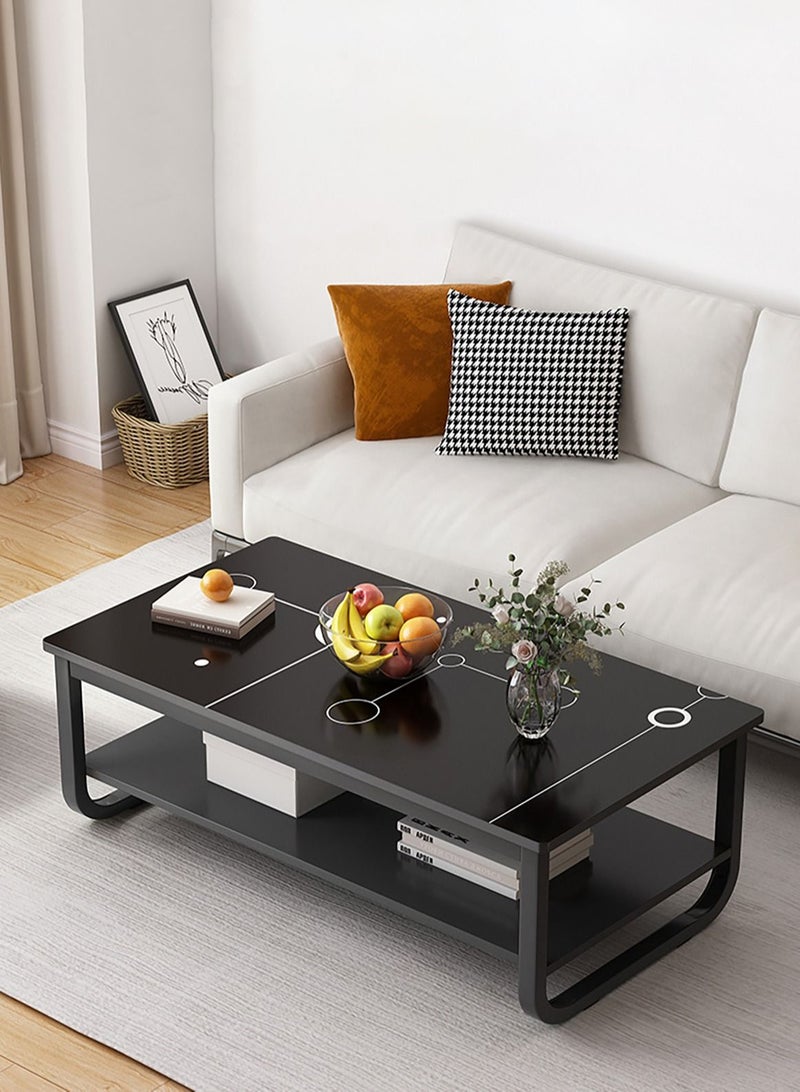 Merry Moments Modern Coffee Table Sofa Side Table End Table Nightstand Beside Table Snack Table Fshion Design for Living Room Bedroom Office Retail Metal Frames Black Colour H42xL100xW60 cm  - Image 1