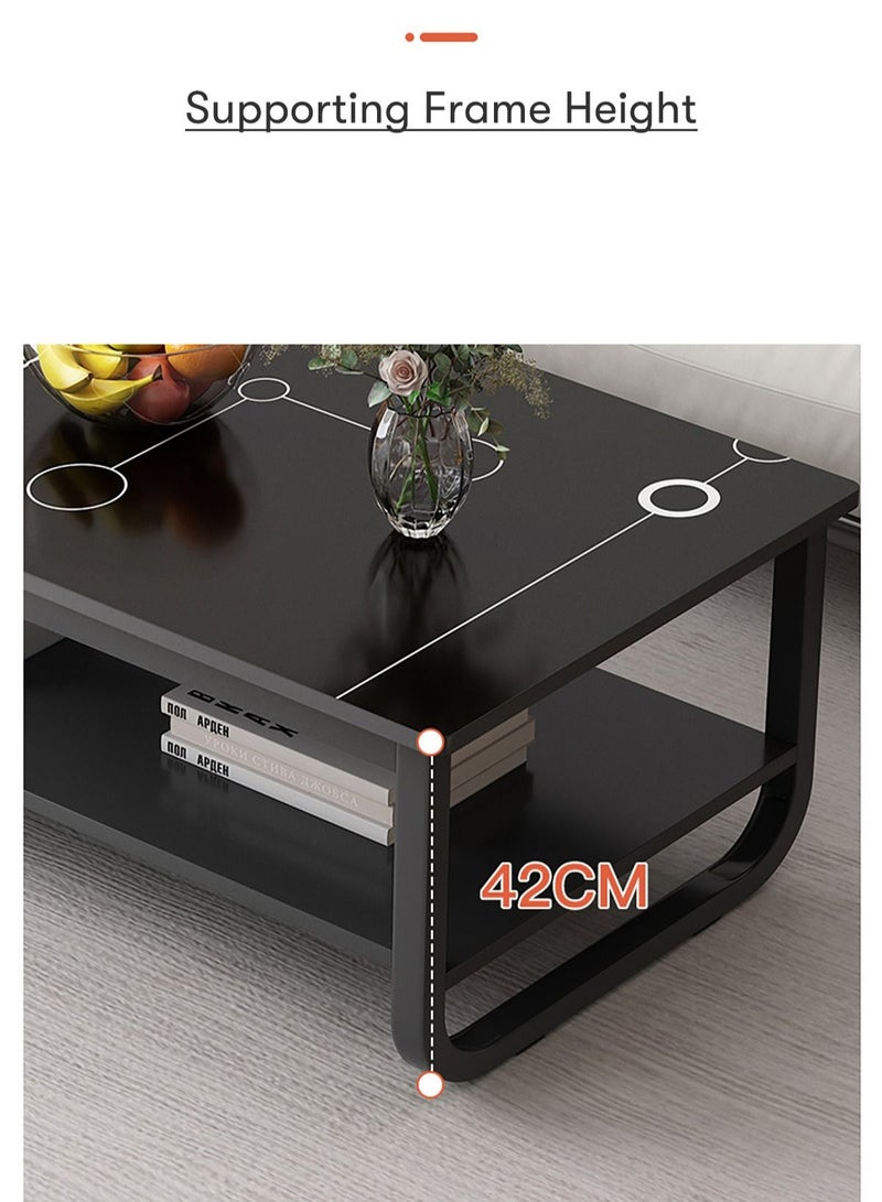 Merry Moments Modern Coffee Table Sofa Side Table End Table Nightstand Beside Table Snack Table Fshion Design for Living Room Bedroom Office Retail Metal Frames Black Colour H42xL100xW60 cm  - Image 3