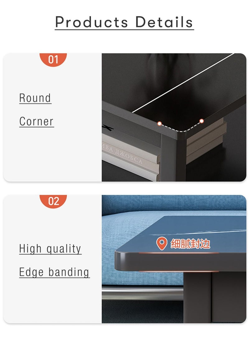 Merry Moments Modern Coffee Table Sofa Side Table End Table Nightstand Beside Table Snack Table Fshion Design for Living Room Bedroom Office Retail Metal Frames Black Colour H42xL100xW60 cm  - Image 5