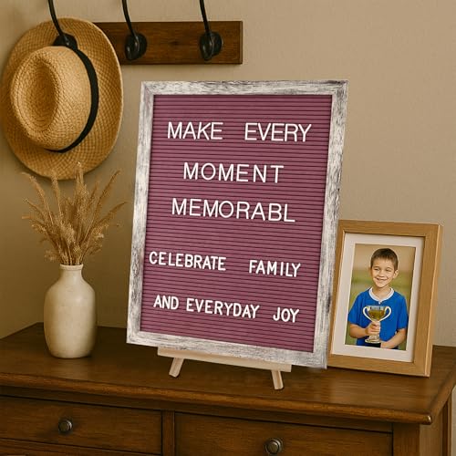 C CRYSTAL LEMON Rustic Hot Pink Felt Letter Board 12x16” – Includes 776 Pre-Cut Letterboard Letters in 3/4” & 1” Sizes – Changeable Word Board for Home, Office, Events, Felt Board for Classroom, Menu Message Display - Image 2