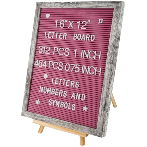 C CRYSTAL LEMON Rustic Hot Pink Felt Letter Board 12x16” – Includes 776 Pre-Cut Letterboard Letters in 3/4” & 1” Sizes – Changeable Word Board for Home, Office, Events, Felt Board for Classroom, Menu Message Display - Image 1