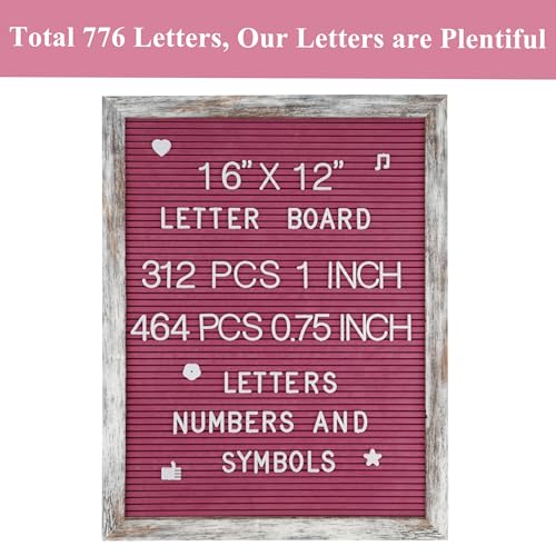 C CRYSTAL LEMON Rustic Hot Pink Felt Letter Board 12x16” – Includes 776 Pre-Cut Letterboard Letters in 3/4” & 1” Sizes – Changeable Word Board for Home, Office, Events, Felt Board for Classroom, Menu Message Display - Image 4