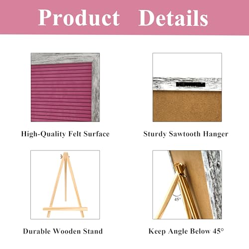 C CRYSTAL LEMON Rustic Hot Pink Felt Letter Board 12x16” – Includes 776 Pre-Cut Letterboard Letters in 3/4” & 1” Sizes – Changeable Word Board for Home, Office, Events, Felt Board for Classroom, Menu Message Display - Image 5