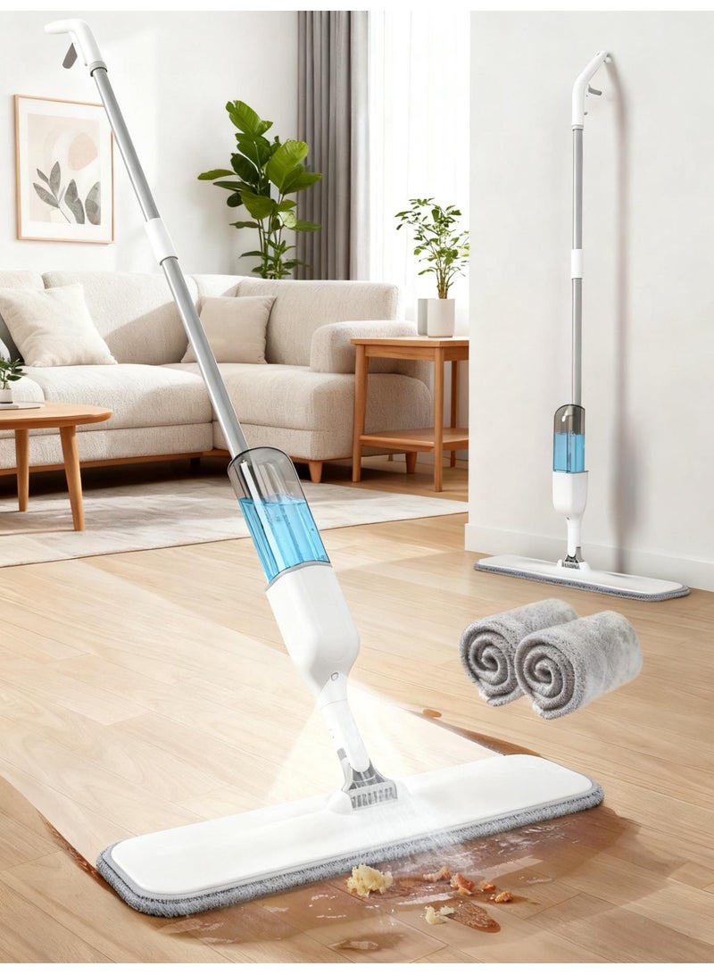 يوهواغو ممسحة رذاذية مع وسادتين من القماش الميكروفايبر القابل للغسيل - ممسحة تنظيف بخزان ماء قابل للإعادة التعبئة واللفصل ورأس ممسحة دوار 360 درجة - Image 1