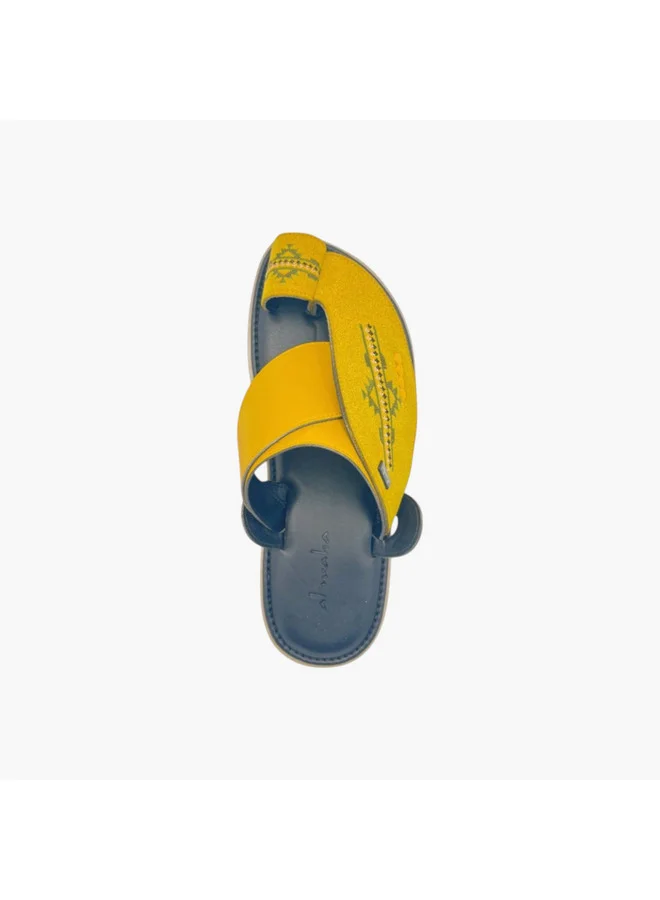 الواحة Men's Embroidered Slip-On Arabic Sandals with Toe Loop
