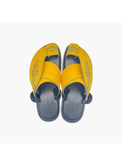 Al Waha Men's Embroidered Slip-On Arabic Sandals with Toe Loop