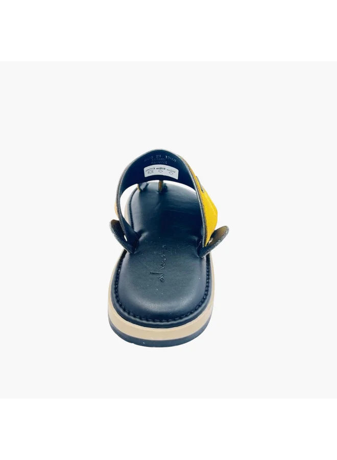 الواحة Men's Embroidered Slip-On Arabic Sandals with Toe Loop