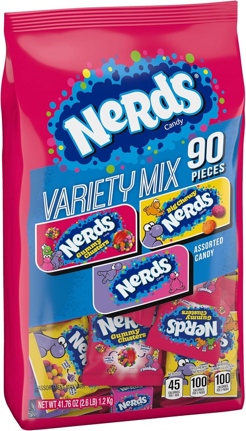 Nerds خلطة نيردز المتنوعة - حلوى مغلفة بشكل فردي، 41.76 أونصة (90 قطعة) - Image 4