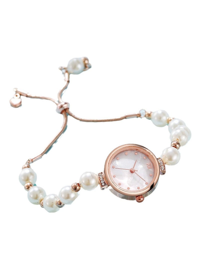 Goolsky Elegant Pearl Strap Women’s Watch – Adjustable Mother-of-Pearl Dial Bracelet Quartz Watch for Ladies  - Image 1