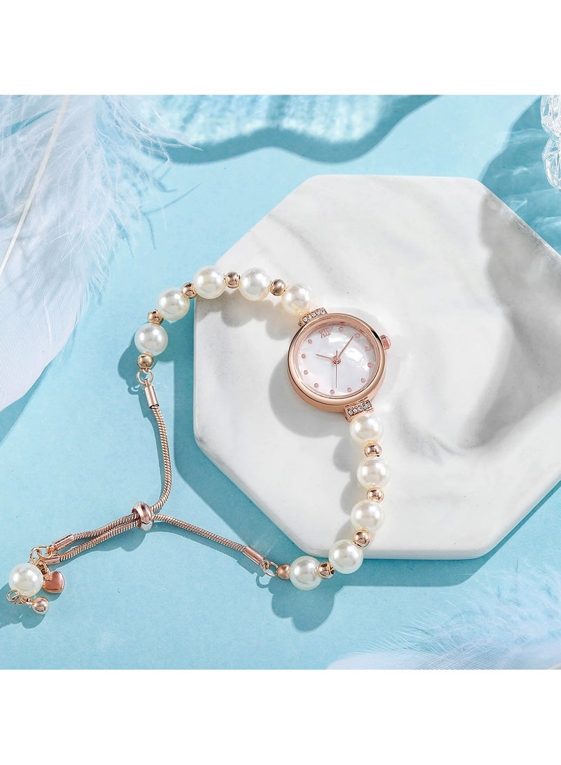 Goolsky Elegant Pearl Strap Women’s Watch – Adjustable Mother-of-Pearl Dial Bracelet Quartz Watch for Ladies  - Image 3