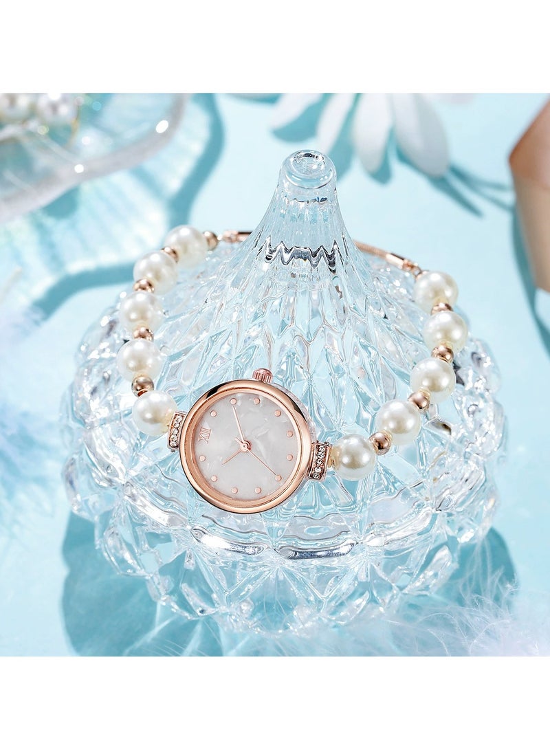 Goolsky Elegant Pearl Strap Women’s Watch – Adjustable Mother-of-Pearl Dial Bracelet Quartz Watch for Ladies  - Image 4