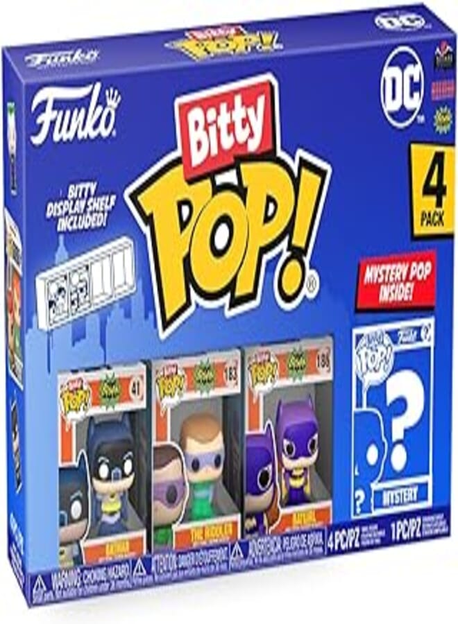 Funko Bitty Pop! DC Mini Collectible Toys 4-Pack - Batman, The Riddler, Batgirl & Mystery Chase Figure (Styles May Vary)