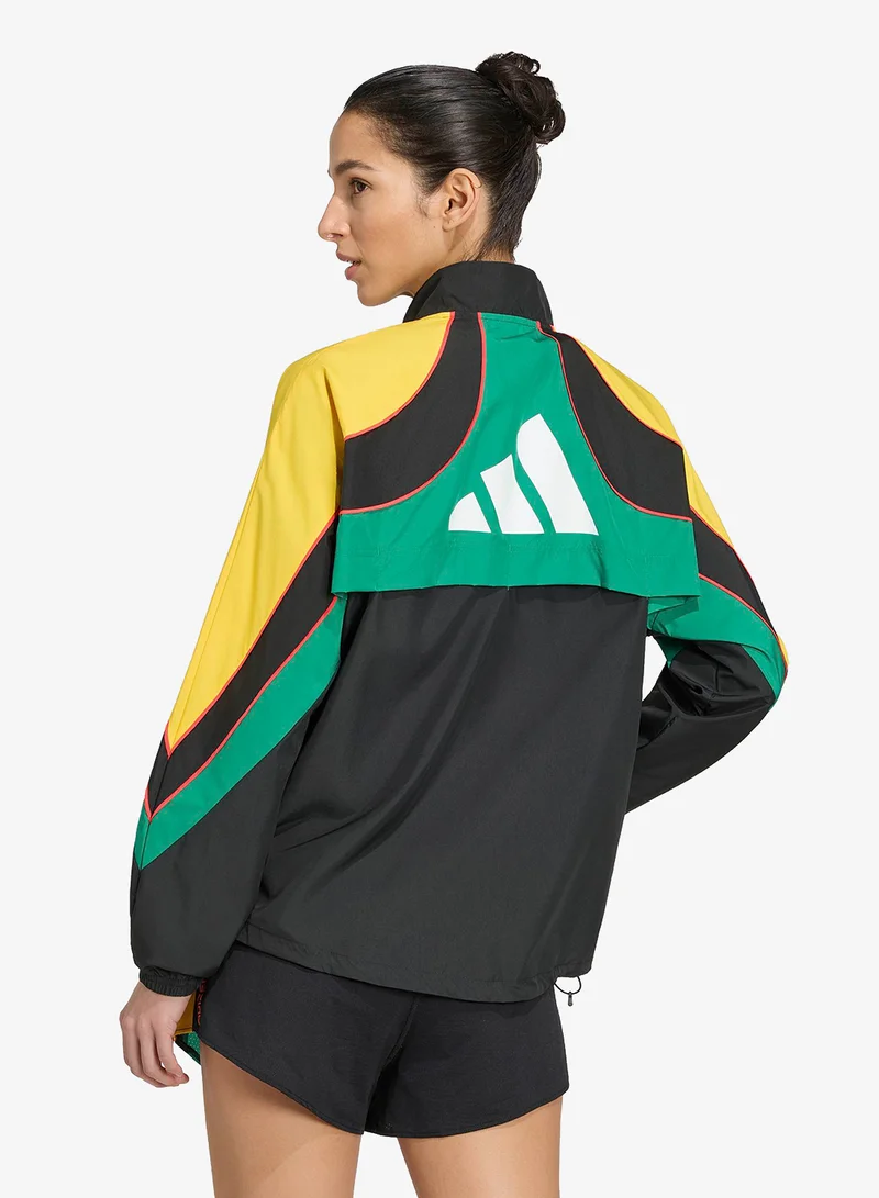 Adidas BLACK/BGREEN/BOGOLD Adizero Running Jacket for Women | Best Price UAE