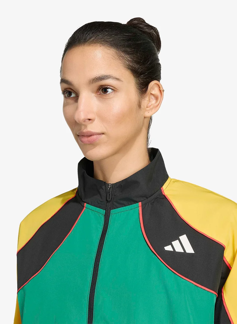 Adidas BLACK/BGREEN/BOGOLD Adizero Running Jacket for Women | Best Price UAE