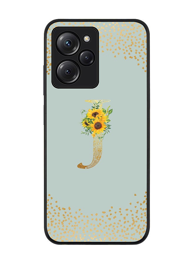Stylizedd Rugged Black edge case for Poco X5 Pro Slim fit Soft Case Flexible Rubber Edges Anti Drop TPU Gel Thin Cover - Custom Monogram Initial Floral Pattern Alphabet - J - Light Grey - Image 1