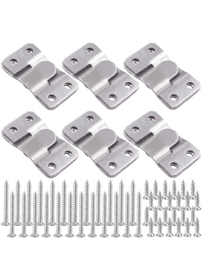 Alamic Alamic Flush Mount Bracket Interlocking Photo Frame Hook 54 x 30mm Heavy Duty Stainless Steel Picture Hanger Z Clip Bracket Headboard Wall Mount Hardware - 6 Sets with Mounting Screws  - Image 1