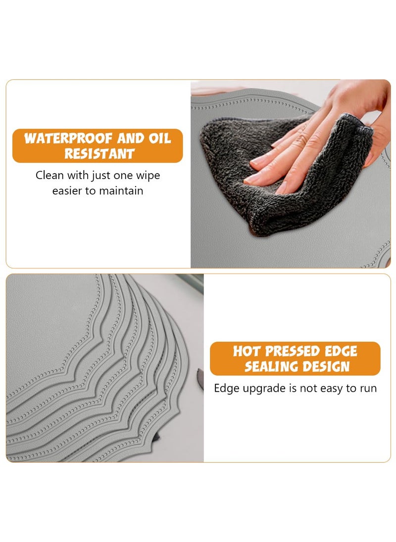 SUPVOX Supvox® Faux Leather Placemats Set of 6 - Waterproof - Wipe Clean - Heat Resistant - Anti Slip Dining Table Place Mats, Suitable for Indoor & Outdoor Use, 16.9×11.8 inch, Grey  - Image 3