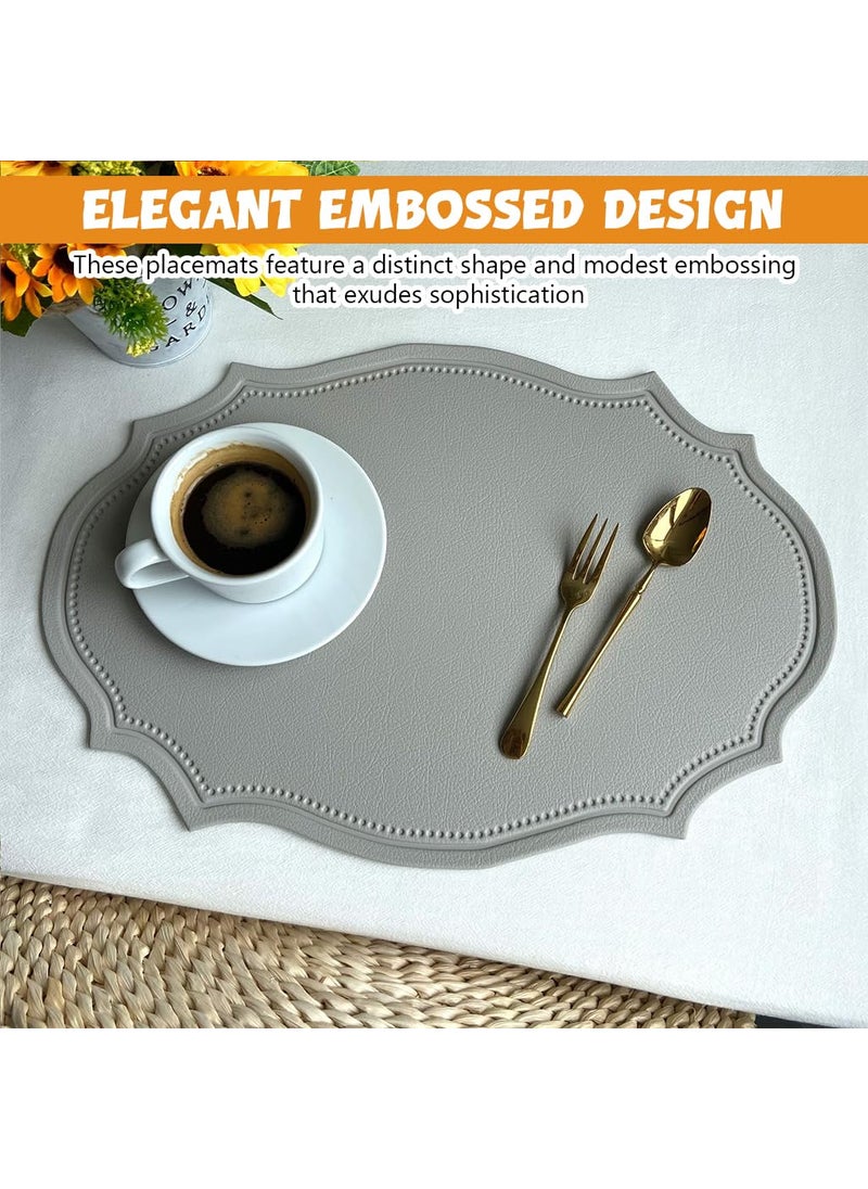 SUPVOX Supvox® Faux Leather Placemats Set of 6 - Waterproof - Wipe Clean - Heat Resistant - Anti Slip Dining Table Place Mats, Suitable for Indoor & Outdoor Use, 16.9×11.8 inch, Grey  - Image 4