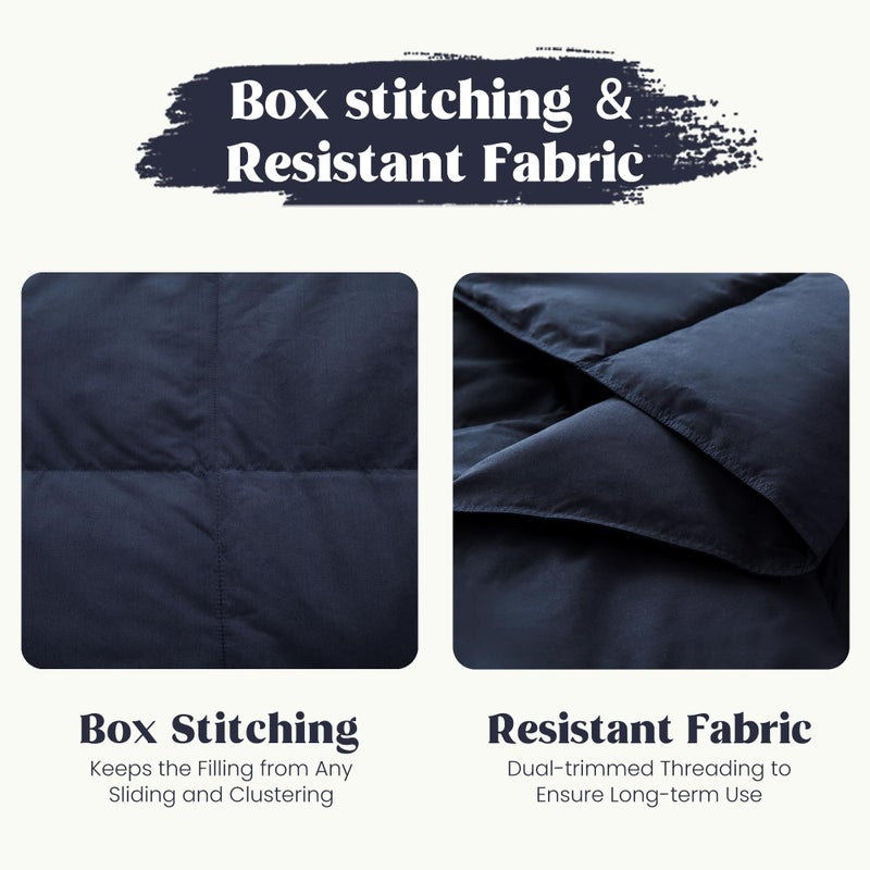 puredownÂ® Soft Feather Down Throw Blanket Lightweight Packable Couch Throw for Indoor and Outdoor Use, Throw 50"X70", Navy - Image 5