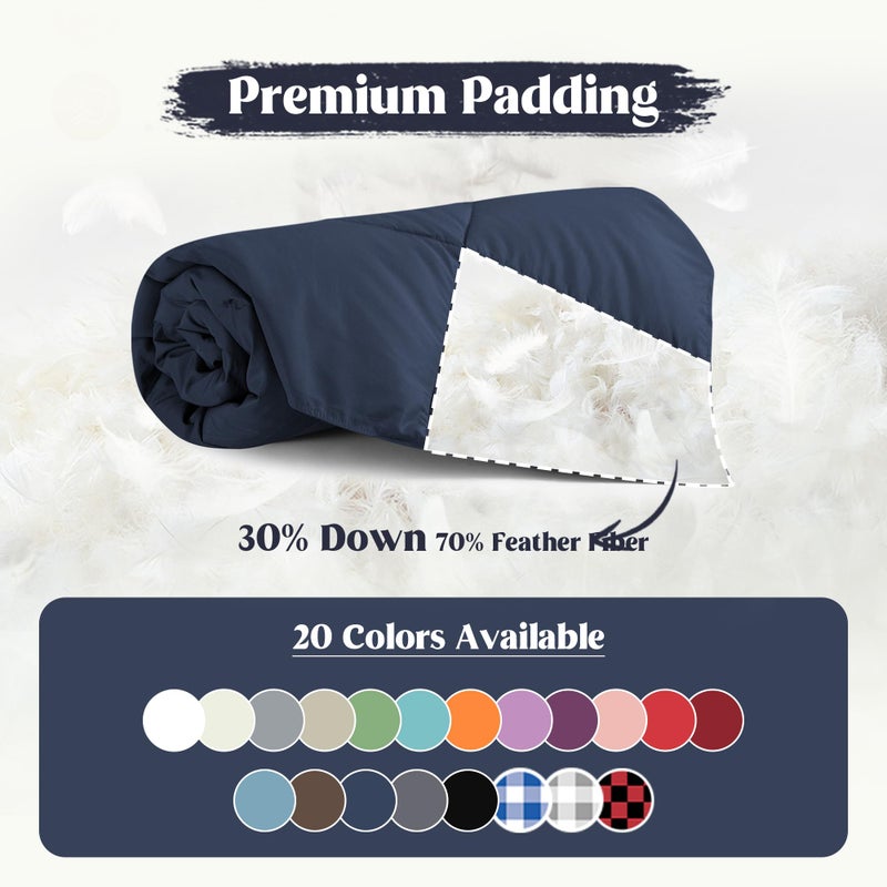 puredownÂ® Soft Feather Down Throw Blanket Lightweight Packable Couch Throw for Indoor and Outdoor Use, Throw 50"X70", Navy - Image 3