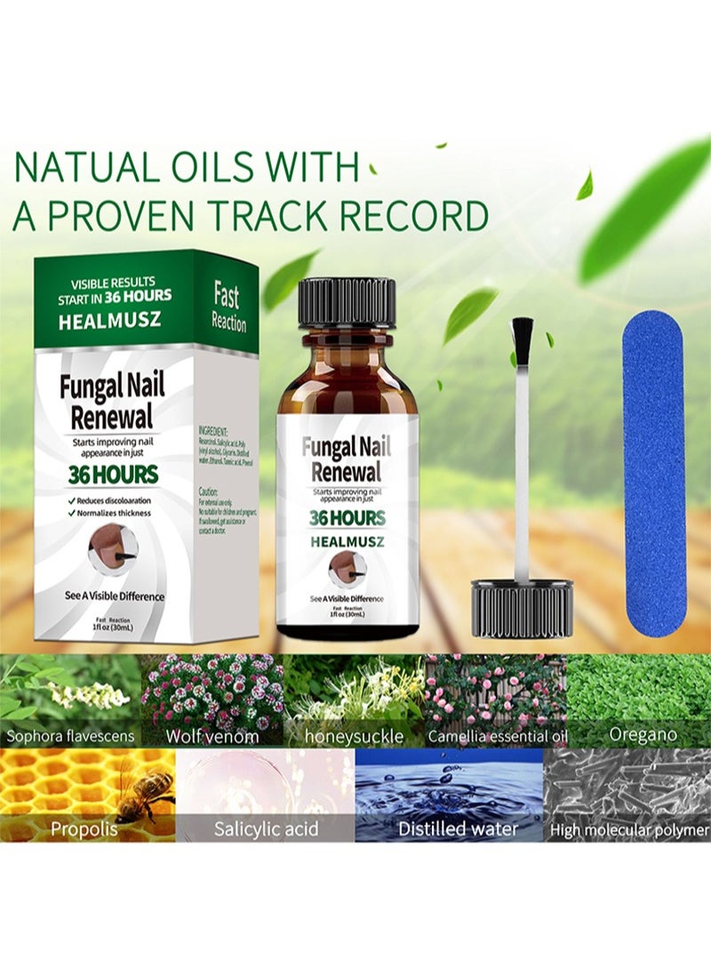HEALMUSZ - Toenail Fungus Treatment Extra Strength - Fungal Nail Renewal Treatment for Toe Nail and Fingernails - Nail Repair Solution for Thick, Broken, Discolored Nails- Renews Damaged Cracked Ingrown Toenail - Image 1