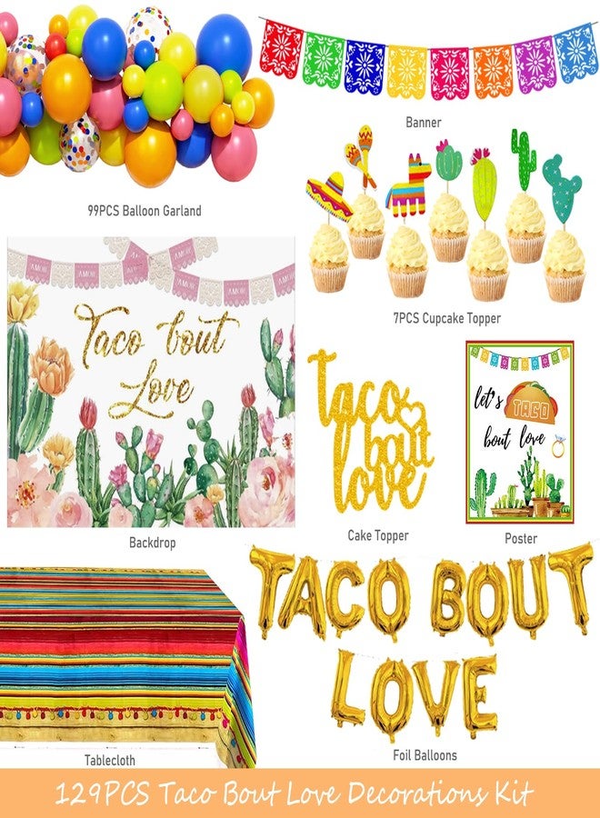Fiesec Taco Bout Love Bridal Shower Decorations, Mexican Themed Backdrop Balloon Garland Banner Tablecloth Cake Cupcake Topper Poster for Final Fiesta Bachelorette Engagement Wedding Supplies - Image 2