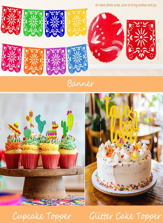 Fiesec Taco Bout Love Bridal Shower Decorations, Mexican Themed Backdrop Balloon Garland Banner Tablecloth Cake Cupcake Topper Poster for Final Fiesta Bachelorette Engagement Wedding Supplies - Image 4