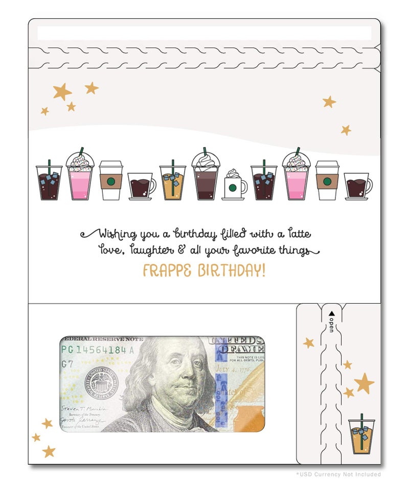 ZipGifts Birthday Card ZipOpen Money Holder wClear Plastic Window for Cash Check Gift Card Frappe Birthday - Image 3