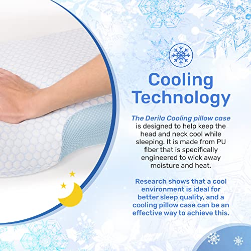 Derila Cooling Pillowcase Optimal Temperature Control for Your Memory Foam Pillow for Perfect Sleep. Quality Material White Pillow Cover - Image 3