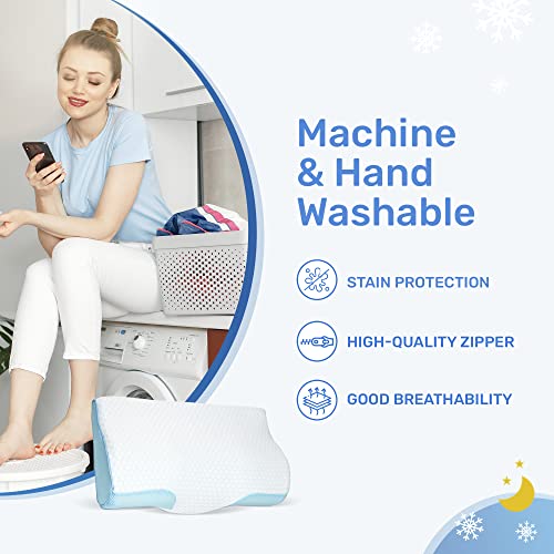 Derila Cooling Pillowcase Optimal Temperature Control for Your Memory Foam Pillow for Perfect Sleep. Quality Material White Pillow Cover - Image 5