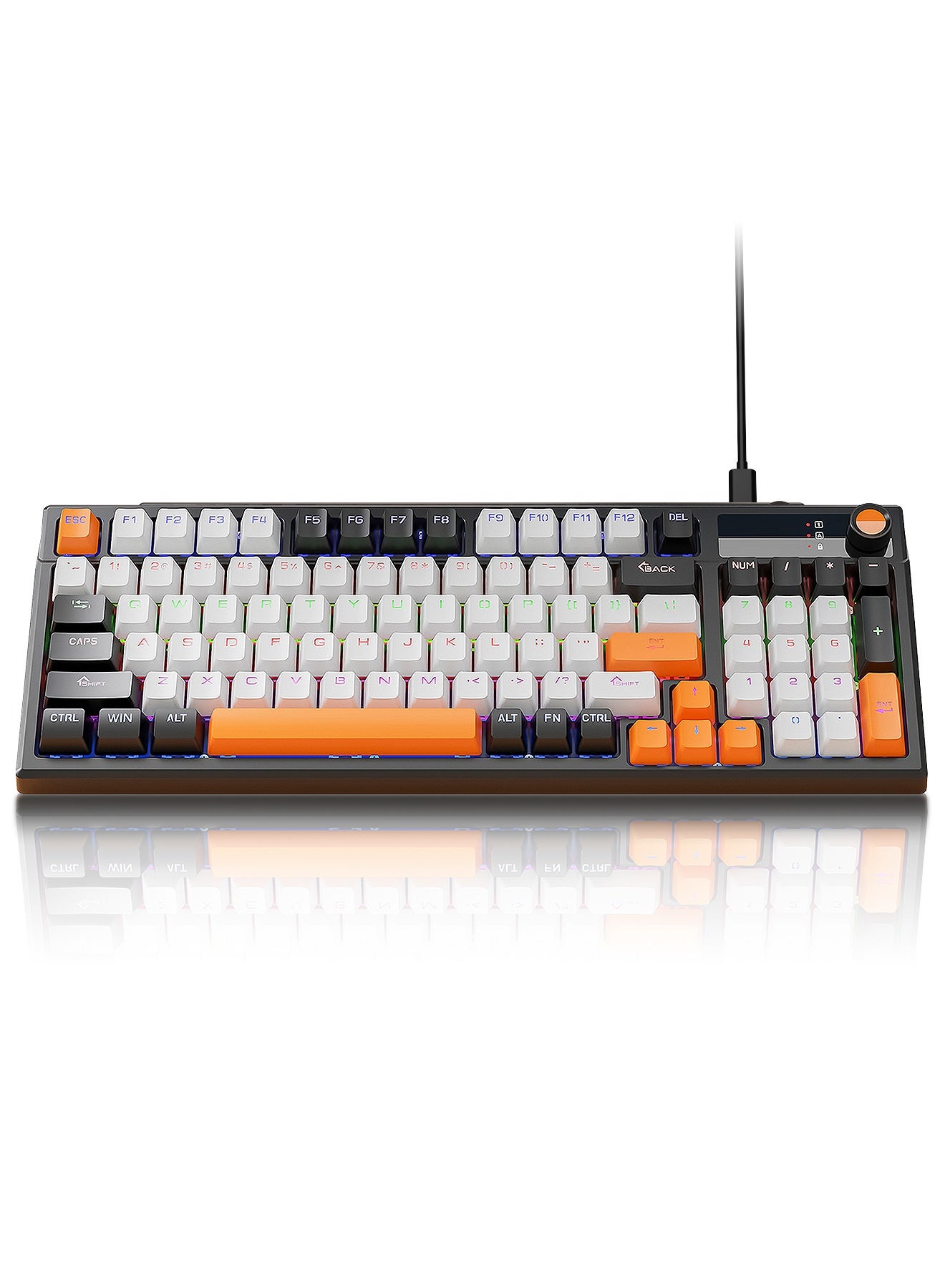95-Key Wired Mechanical Keyboard, Mechanical Blue Switch Hybrid Light Compact Mini Wired Keyboard for PC, Mac E-sports Portable Gaming Keyboard - Orange