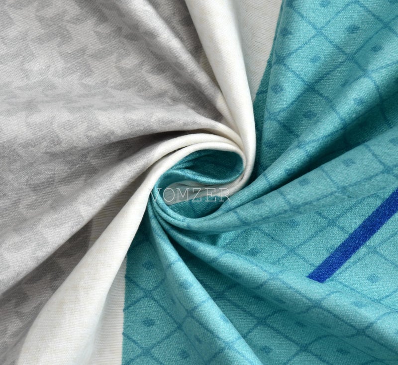 VOMZER 300 Tc Elastic Fitted Bedsheets Single Bed With 1 Pillow Cover | All Around Elastic, Size 36 X 72 10 Inches (Blue Boxprinted, Single) - Image 3