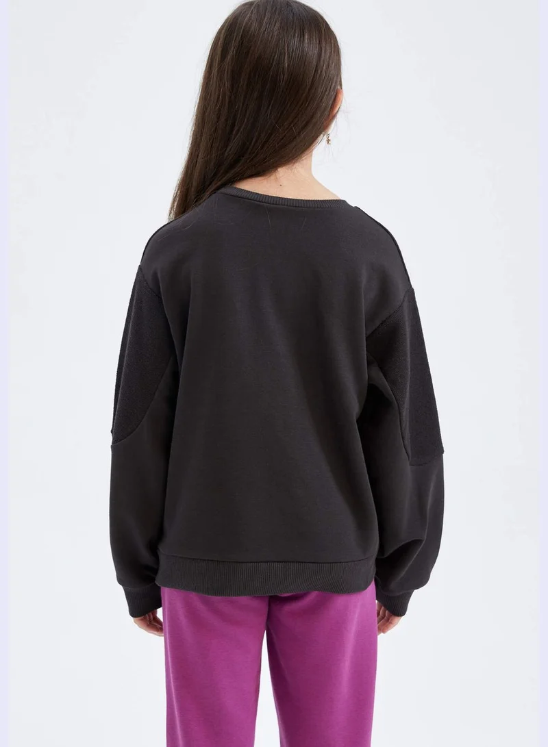 DeFacto Girl Disney Princess Licenced Relax Fit Crew Neck Long Sleeve Knitted Sweatshirt