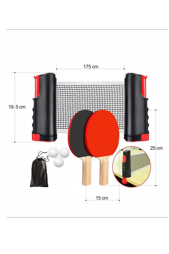 HALAMODO Ping Pong Paddle Set, Portable Table Tennis Set with Retractable Net,Rackets,Balls and Carry Bag for Indoor/Outdoor Games - Image 2