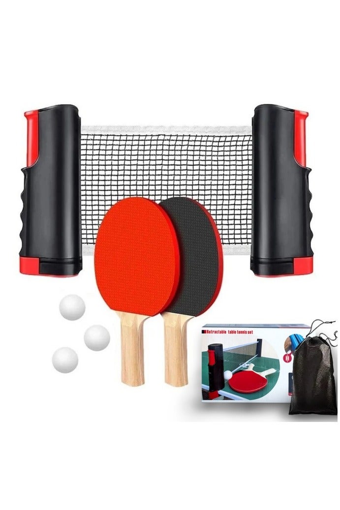 HALAMODO Ping Pong Paddle Set, Portable Table Tennis Set with Retractable Net,Rackets,Balls and Carry Bag for Indoor/Outdoor Games - Image 1