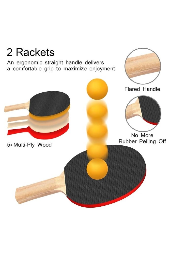 HALAMODO Ping Pong Paddle Set, Portable Table Tennis Set with Retractable Net,Rackets,Balls and Carry Bag for Indoor/Outdoor Games - Image 5