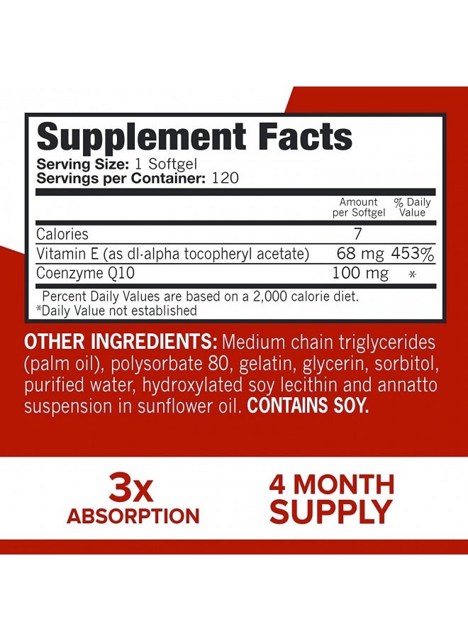 Coq10 100Mg Softgels - Qunol Ultra 3X Better Absorption Coenzyme Q10 Supplements - Antioxidant Supplement For Vascular And Heart Health And Energy Production - 4 Month Supply - 120 Count - pzsku/ZA039BB64045334D9F402Z/45/_/1726645051/4e9db064-705a-49e8-b95d-cf714fc9956d