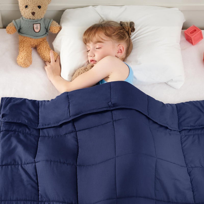 yescool Navy Weighted Blanket 3 Pounds Cooling Weighted Lap Blanket Heavy Blanket for Sleeping Weighted Throw Blanket Gift for 2040lbs 36x48