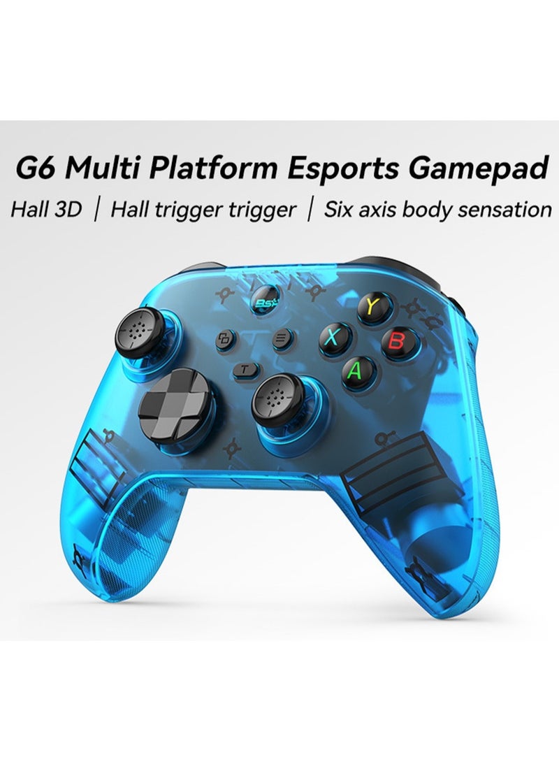 BSP Classic Transparent Gamepad BSP G6 Wireless Game Controller for Switch / PC / iOS / Android with Hall Joystick/Hall trigger, TURBO Continuous Transmission, Asymmetric Double Vibration Motor, 6-Axis Gyroscope, Programmable Back Buttons, Anti Slip Texture - Image 1