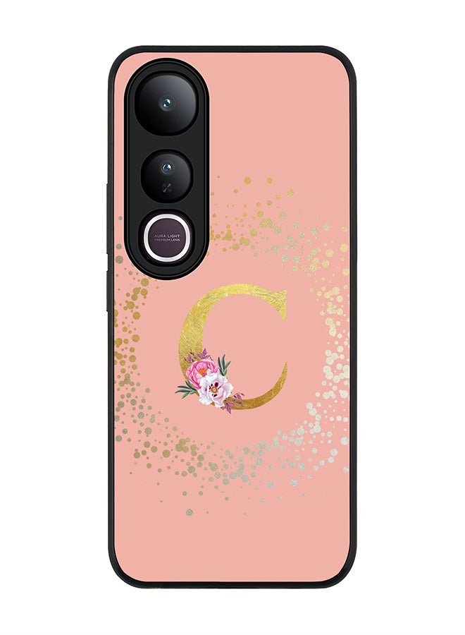Stylizedd For vivo V50 Lite Case,Slim fit Camera Protection, Shockproof Thin Phone cover  - Custom Monogram Floral - C  (Rose Pink )