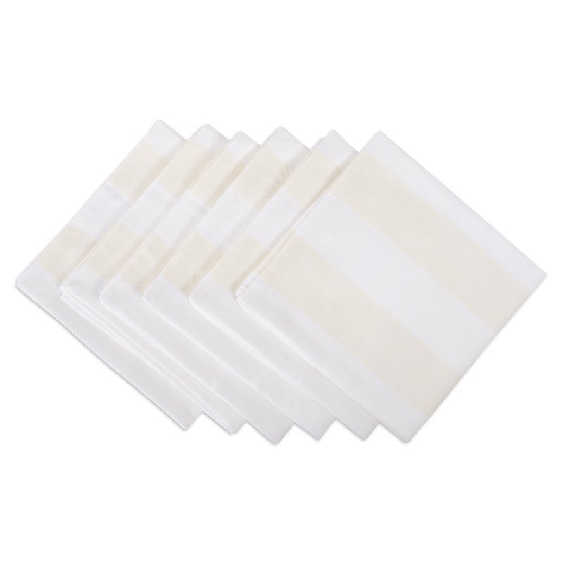 مجموعة مناديل طاولة DII كابانا دابي ستراب كريمي أبيض 6 قطع