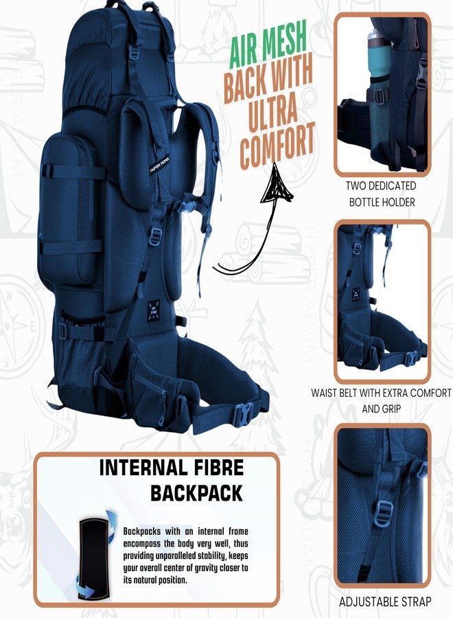 Hyper Adam 95L Rucksack with Detachable Bag & Rain Cover for Trekking & Travelling| Mountain Bags For Men & Women | Tough Back Support Hiking Backpack Military Grade Made Rucksack Bag - Image 4