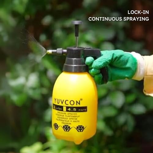 YUVCON Spray Bottle for Plants, Gardening Water Pump Sprayer with 2 Liter Capacity, Works in Jet & Sprinkle Mode, Pressure Pump (2 Litre Yellow) - Image 2