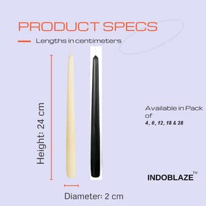 Indoblaze Unscented Ivory Taper Candles | Long Candles for Home Decor | Candle Sticks Pack of 6, Paraffin Wax - Image 3