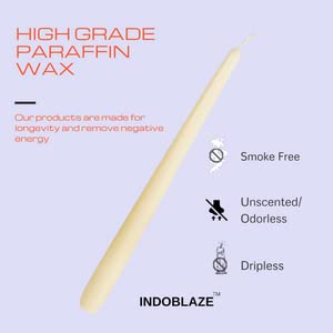 Indoblaze Unscented Ivory Taper Candles | Long Candles for Home Decor | Candle Sticks Pack of 6, Paraffin Wax - Image 2